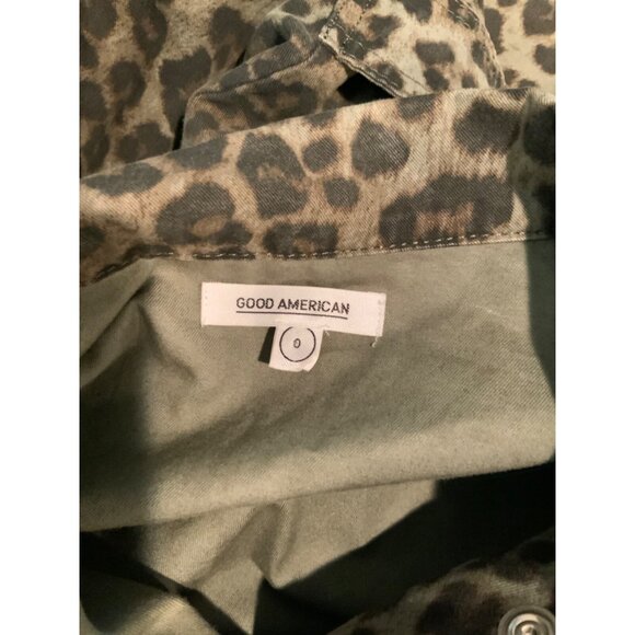 Good American Gray & Brown Animal Print Snap Button-Up Jacket W/ Patches Size XS - Picture 8 of 8